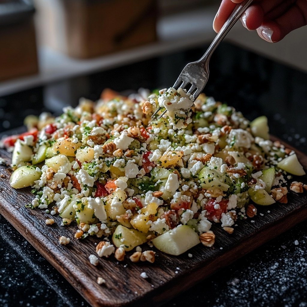 Brokkoli-Salat mit Äpfeln, Nüssen & Feta – Knackig & frisch
